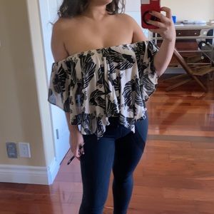 Free People Floral Printed Off the Shoulder Top